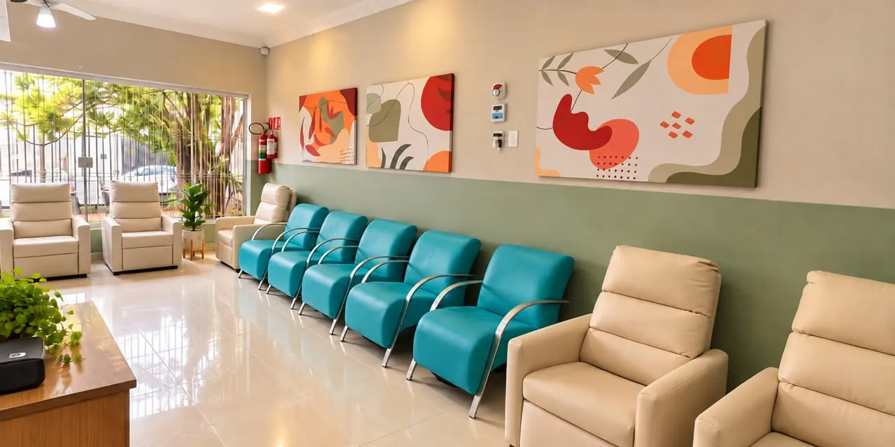 Sala de estar com poltronas coloridas do residencial