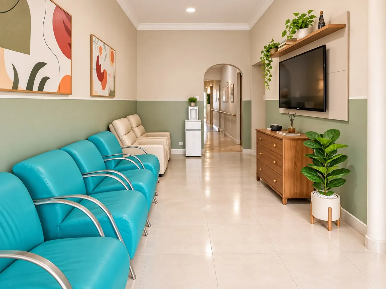 Sala de convivência com TV da Unidade Ibitinga
